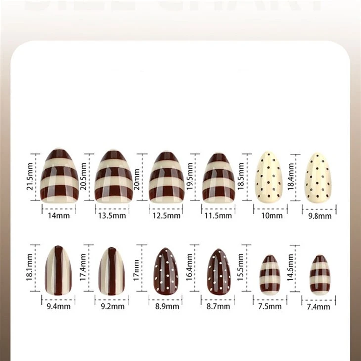 Brown Plaid Polka Dot Almond Press On Nails price
